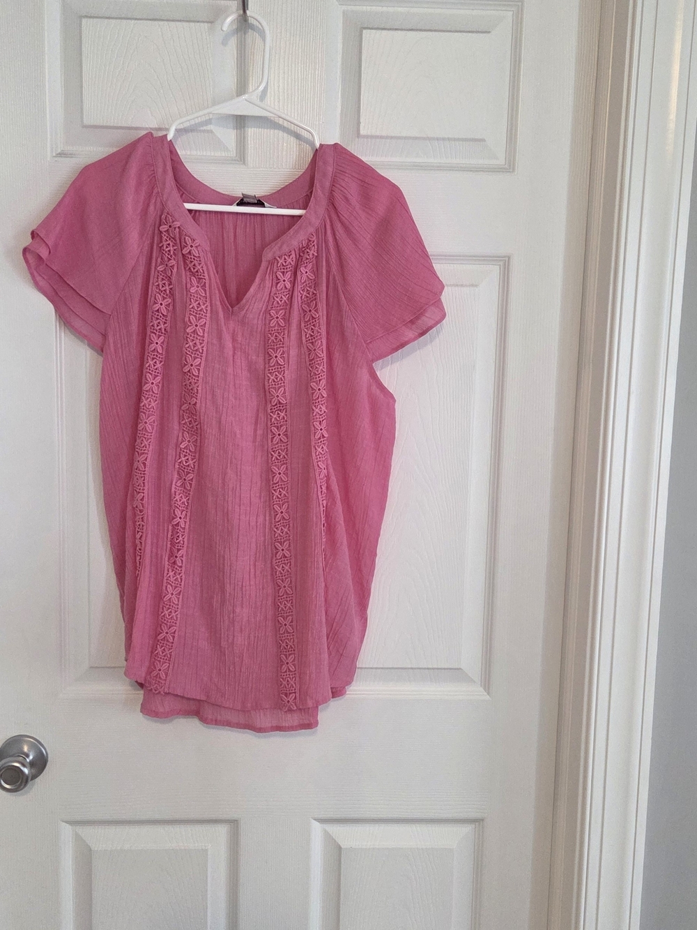 Counterparts Hot Pink Embroidered Short-Sleeve Blouse